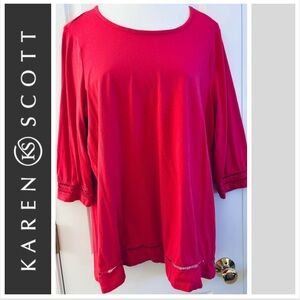 Karen Scott women’s sz L, Shirt, pullover, 3/4 length sleeves, tunic length, EUC